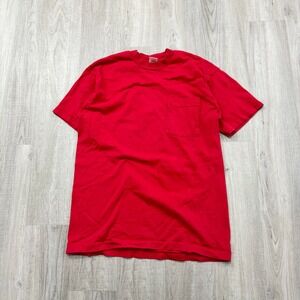 VINTAGE 90s Fruit of The Loom Red Single Stitch Shirt Size Medium M USA Made